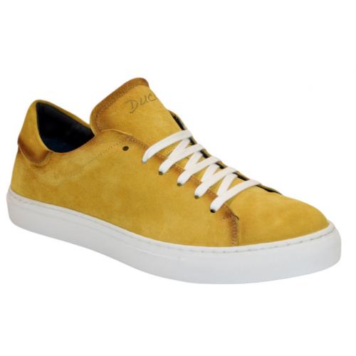 Duca Di Matiste "Cremona" Yellow Genuine Italian Suede Leather Sneakers.